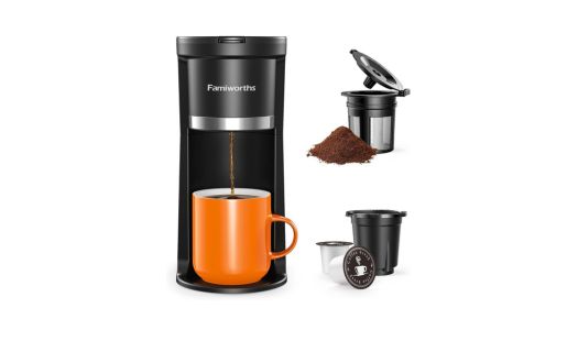 famiworths mini coffee maker with k cup pods and coffee ground